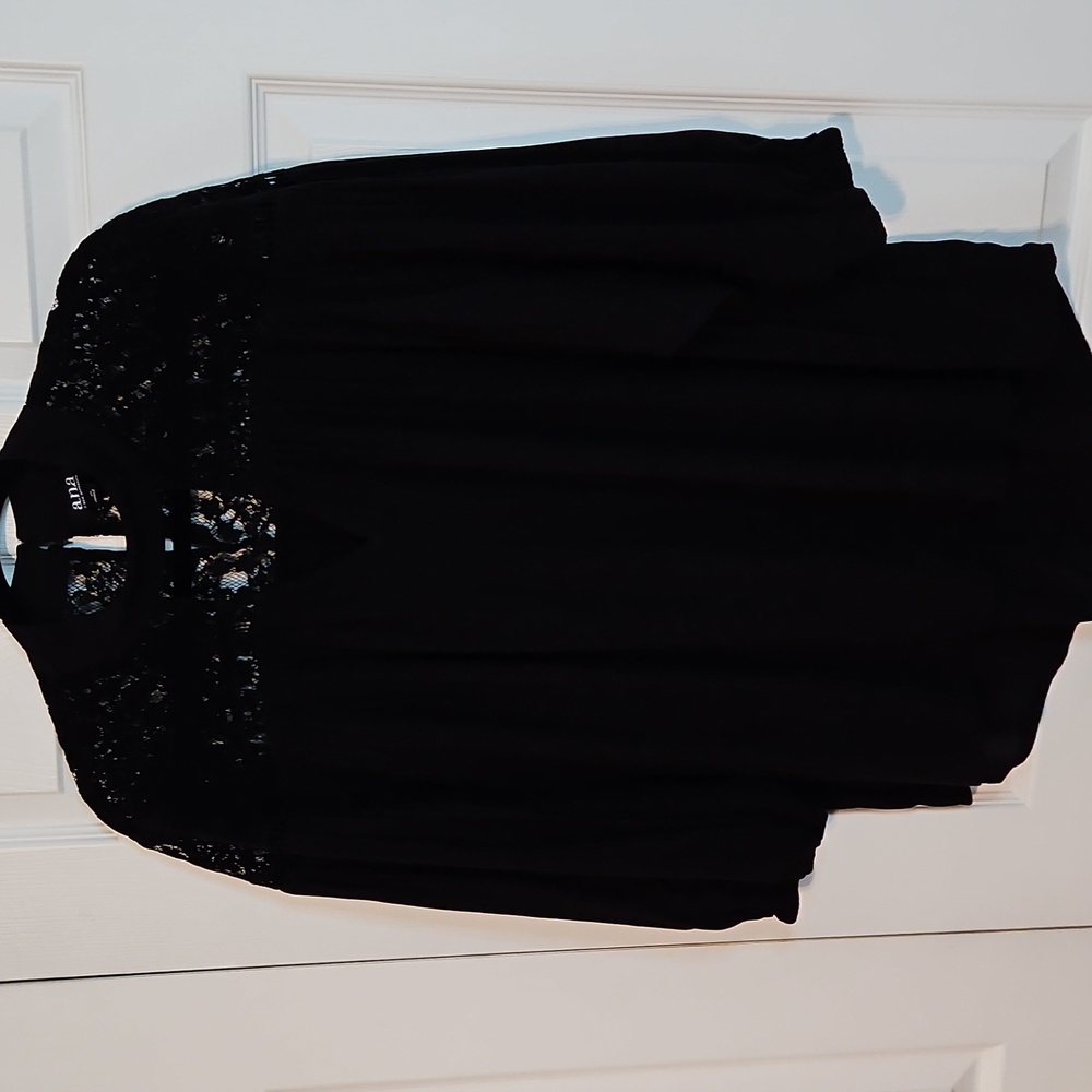 High Neck Puff Sleeves Black Flocked Lace Cottagecore Top